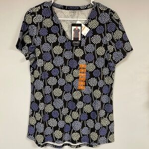 Jones New York-NWT-Pullover Tee / Top-Size Medium, black with blues and yellow